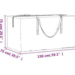 VIDAXL - Sac de rangement pour sapin de noël noir 150x75x75 cm pe