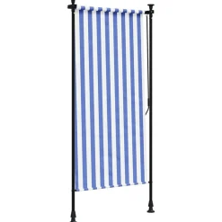VIDAXL - Store roulant d'extérieur bleu et blanc 120x270 cm tissu acier