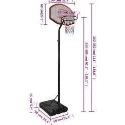 VIDAXL - Support de basket-ball noir 282-352 cm polyéthylène