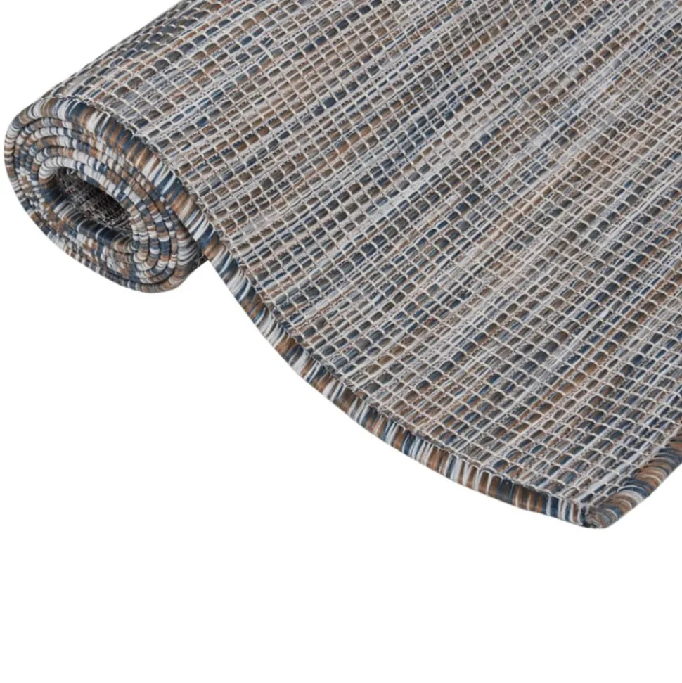 VIDAXL - Tapis à tissage plat d'extérieur 120x170 cm marron et bleu