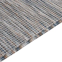 VIDAXL - Tapis à tissage plat d'extérieur 120x170 cm marron et bleu