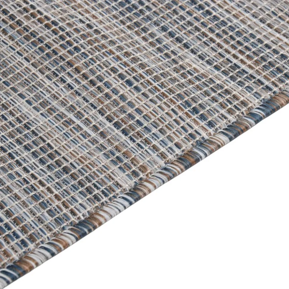 VIDAXL - Tapis à tissage plat d'extérieur 120x170 cm marron et bleu