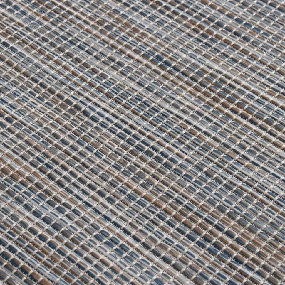 VIDAXL - Tapis à tissage plat d'extérieur 120x170 cm marron et bleu