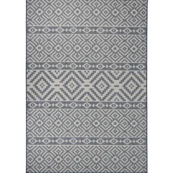 VIDAXL - Tapis à tissage plat d'extérieur 160x230 cm rayures bleues