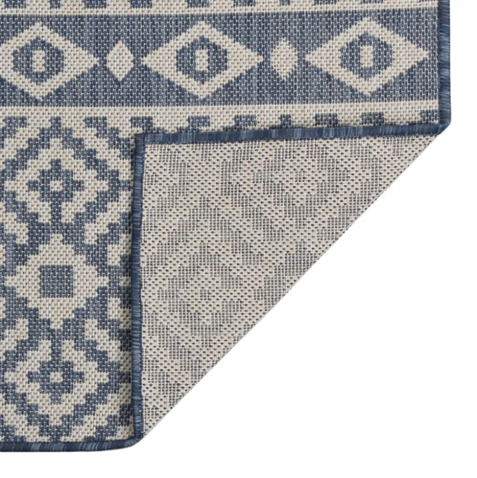 VIDAXL - Tapis à tissage plat d'extérieur 160x230 cm rayures bleues