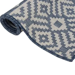 VIDAXL - Tapis à tissage plat d'extérieur 160x230 cm rayures bleues