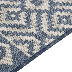 VIDAXL - Tapis à tissage plat d'extérieur 160x230 cm rayures bleues