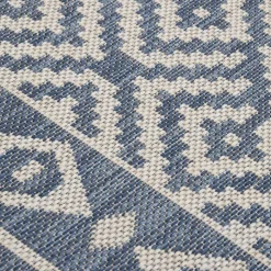 VIDAXL - Tapis à tissage plat d'extérieur 160x230 cm rayures bleues