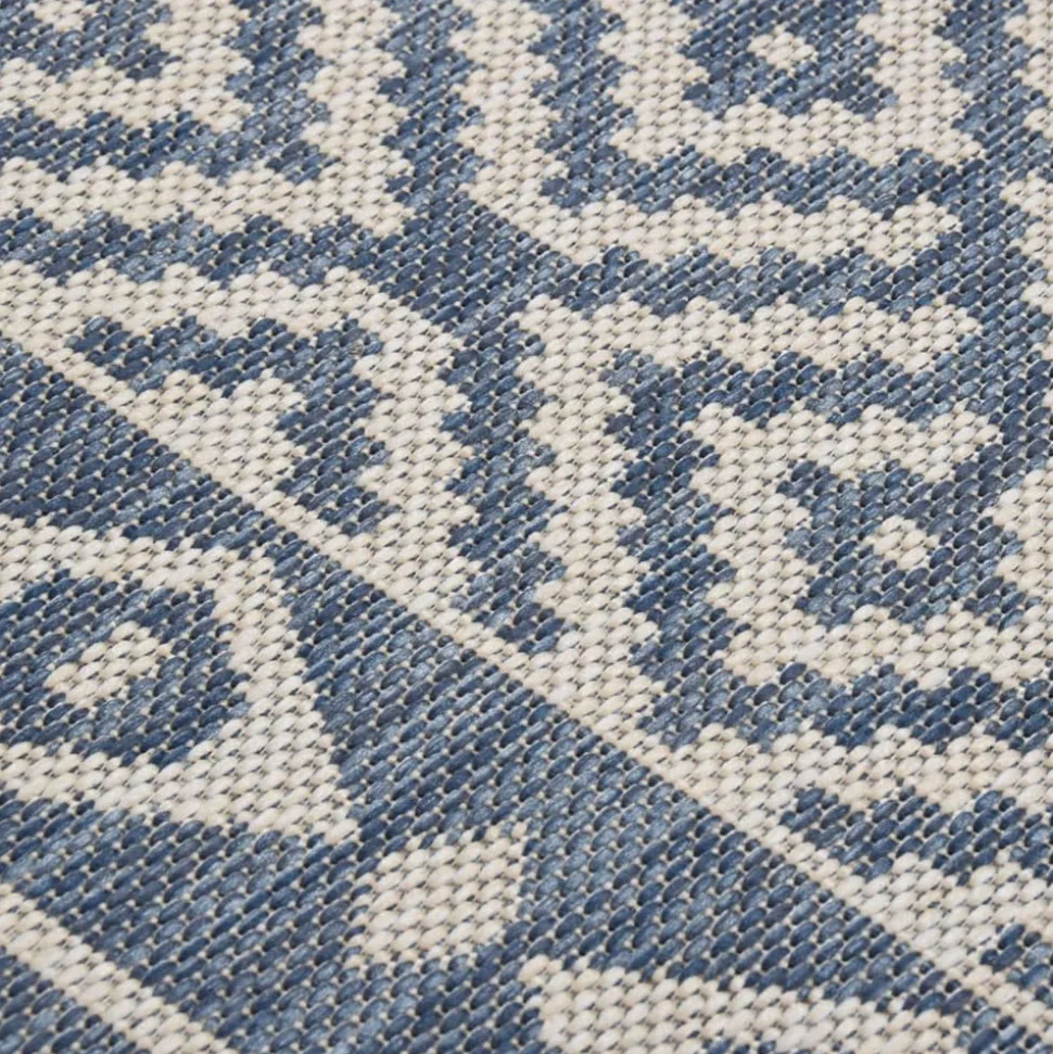 VIDAXL - Tapis à tissage plat d'extérieur 160x230 cm rayures bleues