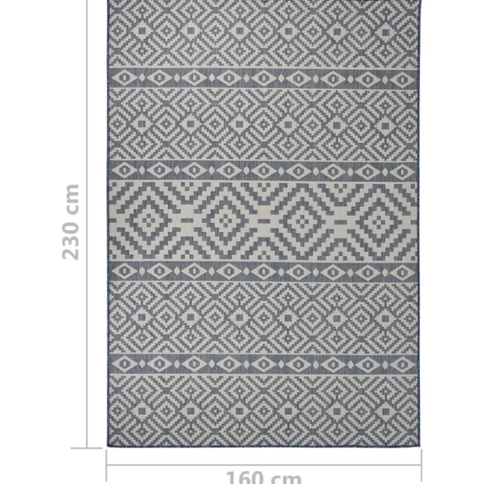 VIDAXL - Tapis à tissage plat d'extérieur 160x230 cm rayures bleues
