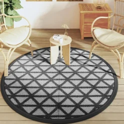 VIDAXL - Tapis d'extérieur arakil noir ø160 cm pp