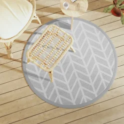 VIDAXL - Tapis d'extérieur arakil gris ø120 cm pp
