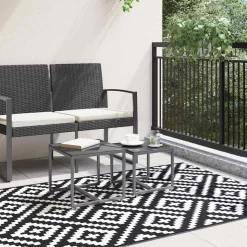 VIDAXL - Tapis d'extérieur arakil blanc et noir 120x180 cm pp