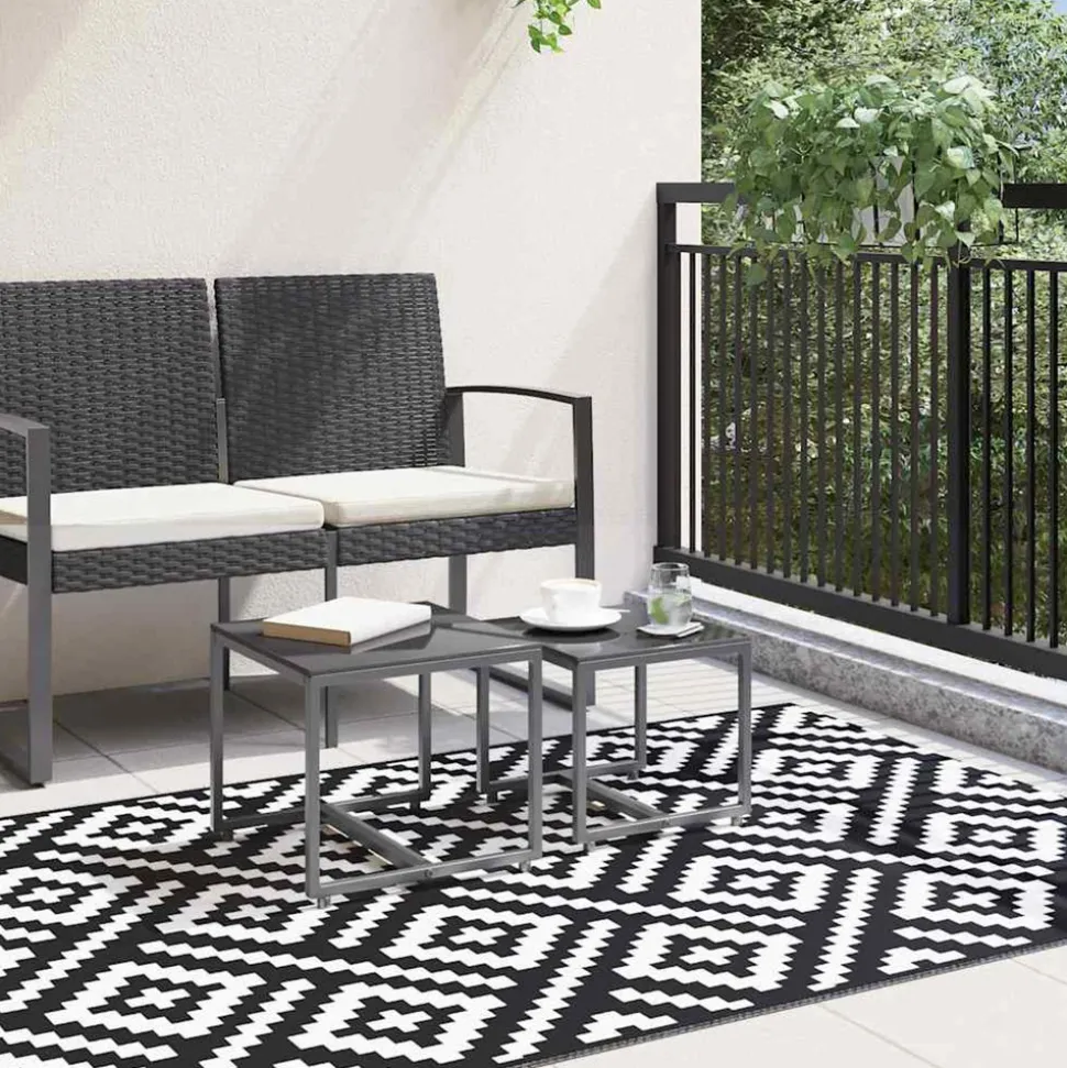 VIDAXL - Tapis d'extérieur arakil blanc et noir 120x180 cm pp