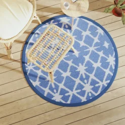 VIDAXL - Tapis d'extérieur arakil bleu et blanc ø120 cm pp