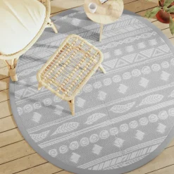 VIDAXL - Tapis d'extérieur arakil gris ø160 cm pp