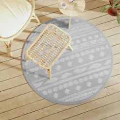 VIDAXL - Tapis d'extérieur arakil gris ø120 cm pp