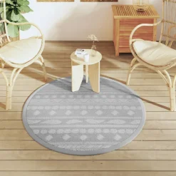 VIDAXL - Tapis d'extérieur arakil gris ø120 cm pp