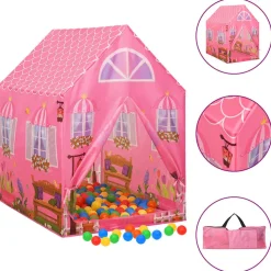VIDAXL - Tente de jeu pour enfants avec 250 balles rose 69x94x104 cm