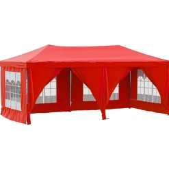 VIDAXL - Tente de réception pliable avec parois rouge 3x6 m