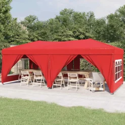 VIDAXL - Tente de réception pliable avec parois rouge 3x6 m