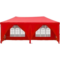 VIDAXL - Tente de réception pliable avec parois rouge 3x6 m