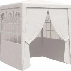 VIDAXL - Tente de réception avec parois latérales 2x2 m blanc 90 g/m²