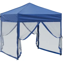 VIDAXL - Tente de réception pliable avec parois bleu 2x2 m