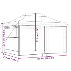 VIDAXL - Tente de réception pliable escamotable 4 parois latérales noir