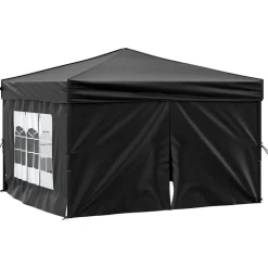 VIDAXL - Tente de réception pliable avec parois noir 3x3 m