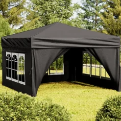 VIDAXL - Tente de réception pliable avec parois noir 3x3 m