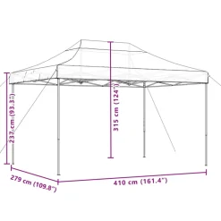 VIDAXL - Tente de réception pliable escamotable noir 410x279x315 cm