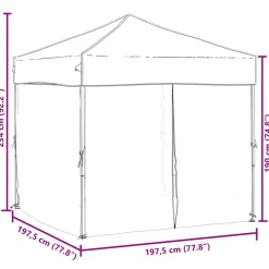 VIDAXL - Tente de réception pliable avec parois noir 2x2 m