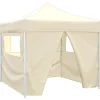 VIDAXL - Tente pliable avec 4 parois crème 3 x 3 m