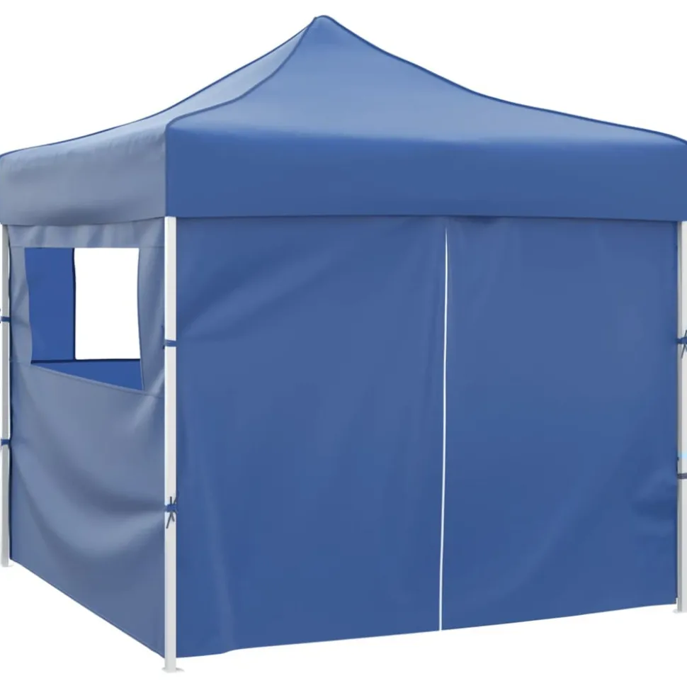 VIDAXL - Tente pliable avec 4 parois bleu 3 x 3 m