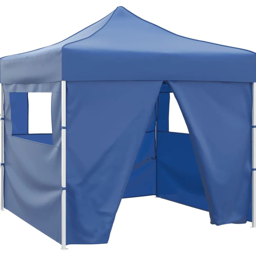 VIDAXL - Tente pliable avec 4 parois bleu 3 x 3 m