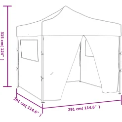 VIDAXL - Tente pliable avec 4 parois bleu 3 x 3 m