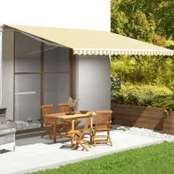 VIDAXL - Tissu de remplacement pour auvent jaune et blanc 5x3,5 m