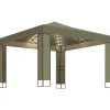 VIDAXL - Tonnelle avec double toit et lumières led 3x3x2,7 m taupe