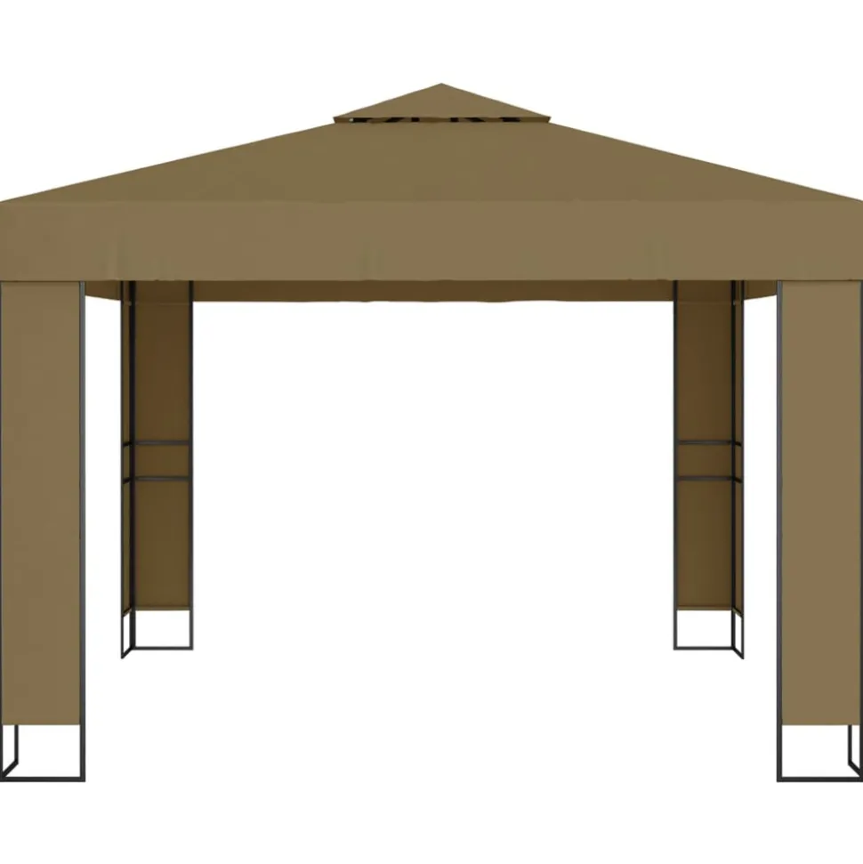 VIDAXL - Tonnelle avec double toit et lumières led 3x3x2,7 m taupe