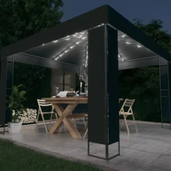 VIDAXL - Tonnelle avec double toit et lumières led 3x3 m anthracite