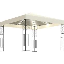 VIDAXL - Tonnelle avec guirlande lumineuse à led 3x3 m crème tissu