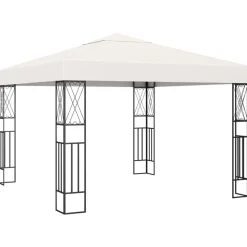 VIDAXL - Tonnelle avec guirlande lumineuse à led 3x3 m crème tissu