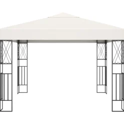 VIDAXL - Tonnelle avec guirlande lumineuse à led 3x3 m crème tissu