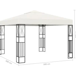 VIDAXL - Tonnelle avec guirlande lumineuse à led 3x3 m crème tissu