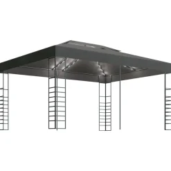 VIDAXL - Tonnelle avec guirlande lumineuse à led 3x4 m anthracite