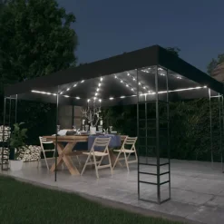 VIDAXL - Tonnelle avec guirlande lumineuse à led 3x4 m anthracite