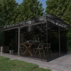 VIDAXL - Tonnelle avec moustiquaire et lumières led 4x3x2,73m anthracite