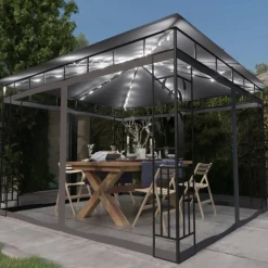 VIDAXL - Tonnelle avec moustiquaire et lumières led 3x3x2,73m anthracite