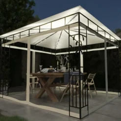 VIDAXL - Tonnelle avec moustiquaire et lumières led 3x3x2,73 m crème